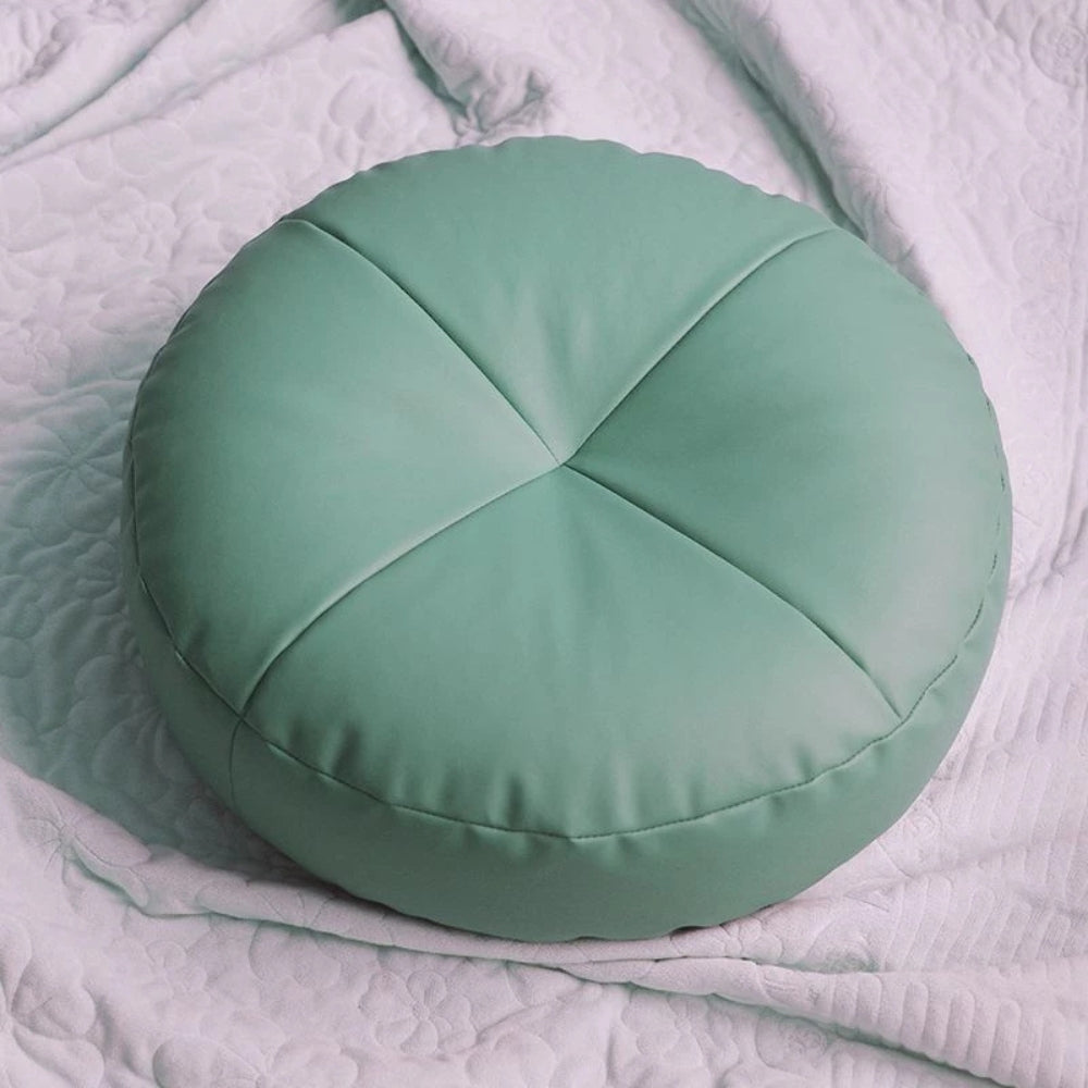 Japanese Style Leather Cushion Minimalist Nappa Leather Brown