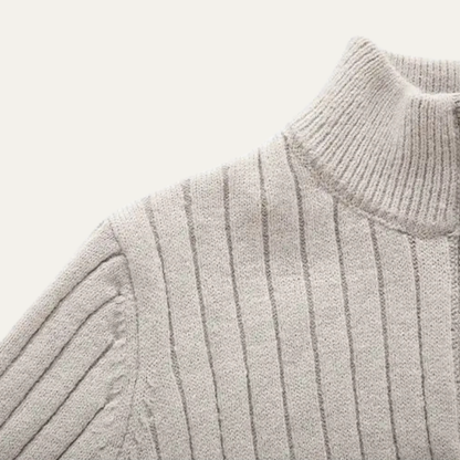 Men's Knitted Ribbed Sweater Half Zip Navy