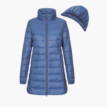 Women's Down Parka Coat Hooded Long Black