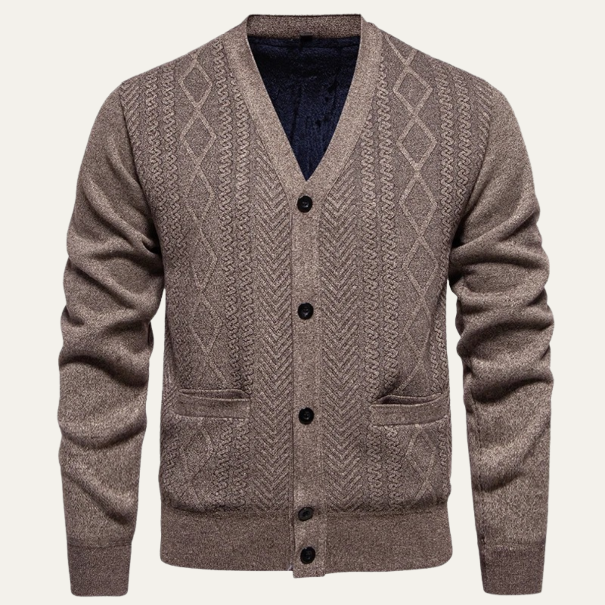 Men's Casual Knit Cardigan Button Up With Pockets - Fashinoza