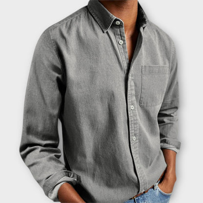 Men's Long Sleeve Button Front Shirt Cotton