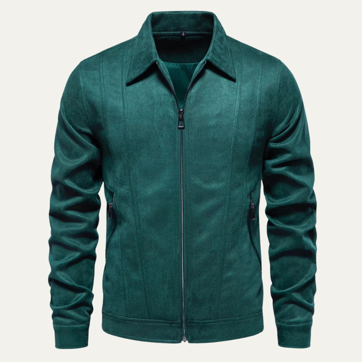 Men's Leather Biker Jacket Zip Up Black