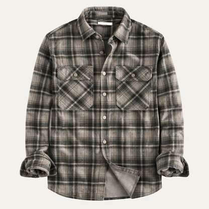 Men's Plaid Flannel Shirt Vintage Style - Fashinoza