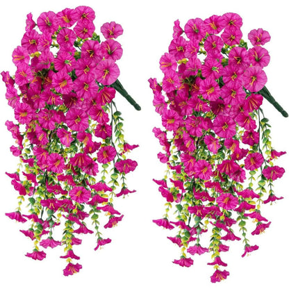 Artificial Morning Glory Flowers UV Resistant Hanging Decor