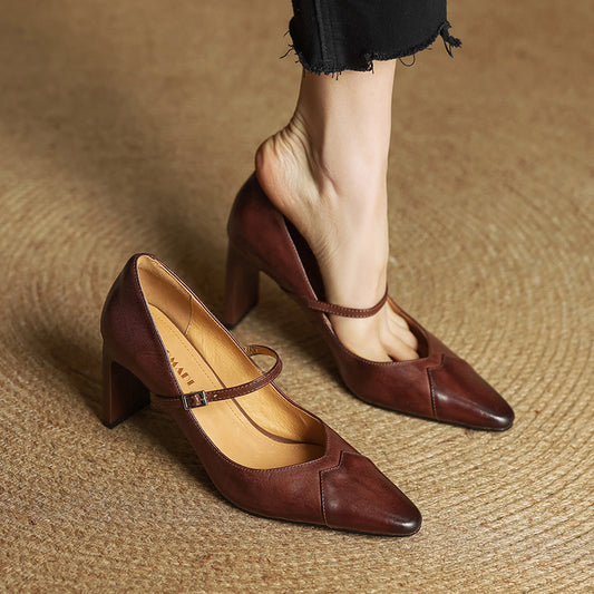 Emily Genuine Leather Heels