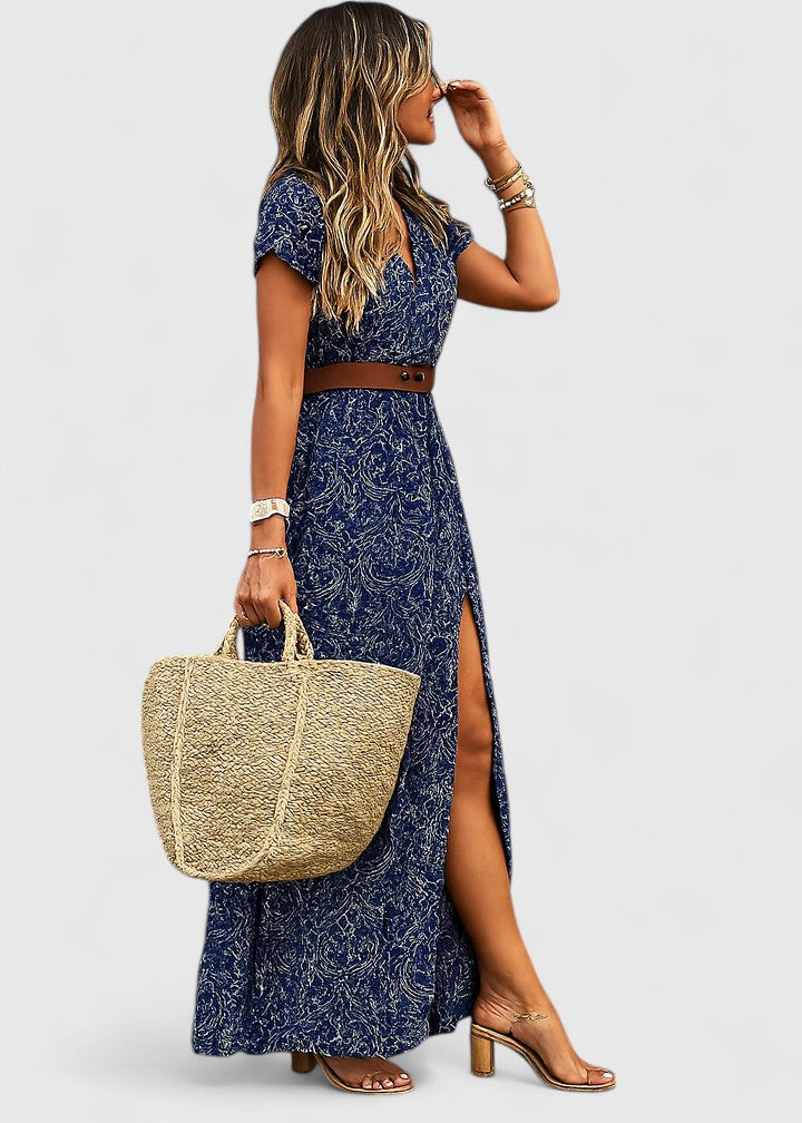 Spring Paisley Maxi Dress For Women