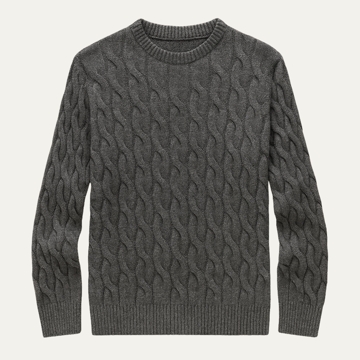 Men's Cable Knit Crewneck Sweater Warm Winter - Fashinoza