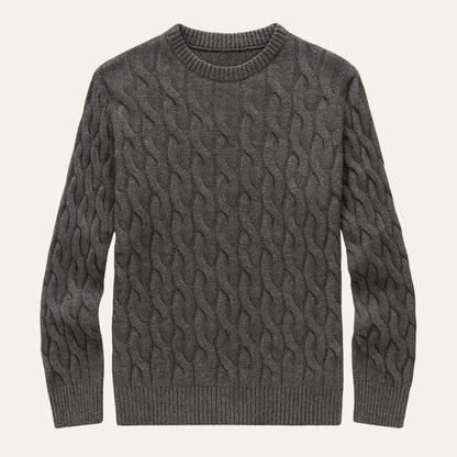 Men's Cable Knit Crewneck Sweater Warm Winter - Fashinoza