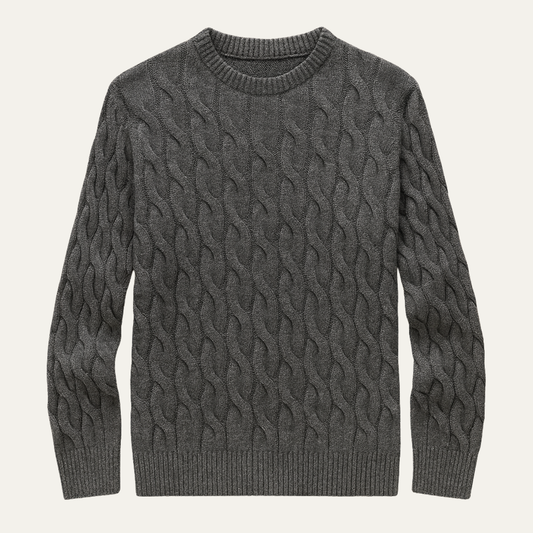 Men's Cable Knit Crewneck Sweater Warm Winter - Fashinoza