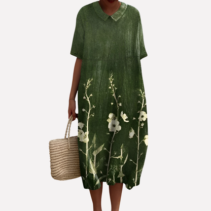 Women's Floral V-Neck Short Sleeve Summer Dress