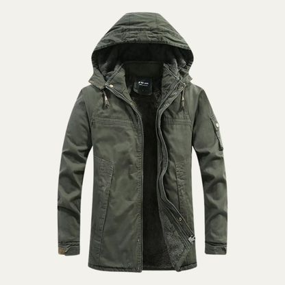 Men's Casual Hooded Cotton Jacket Warm Lining - Fashinoza
