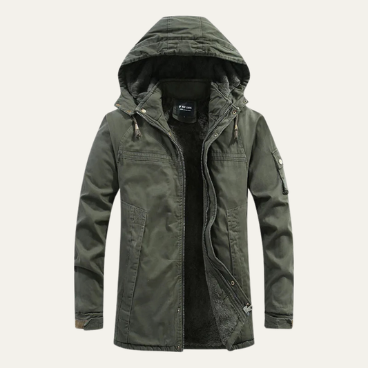 Men's Casual Hooded Cotton Jacket Warm Lining - Fashinoza