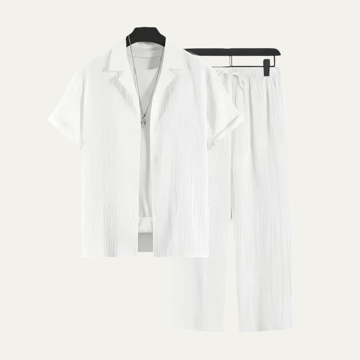 Men's Linen Shirt And Pants Set Lightweight