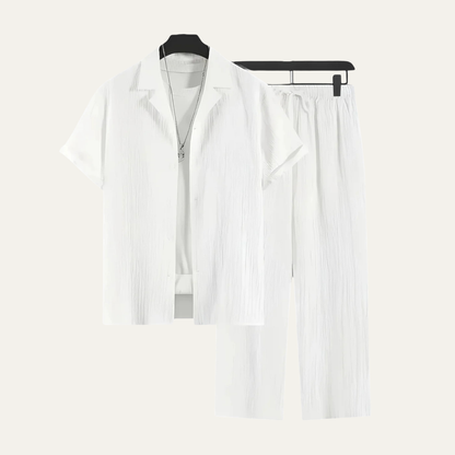 Men's Linen Shirt And Pants Set Lightweight
