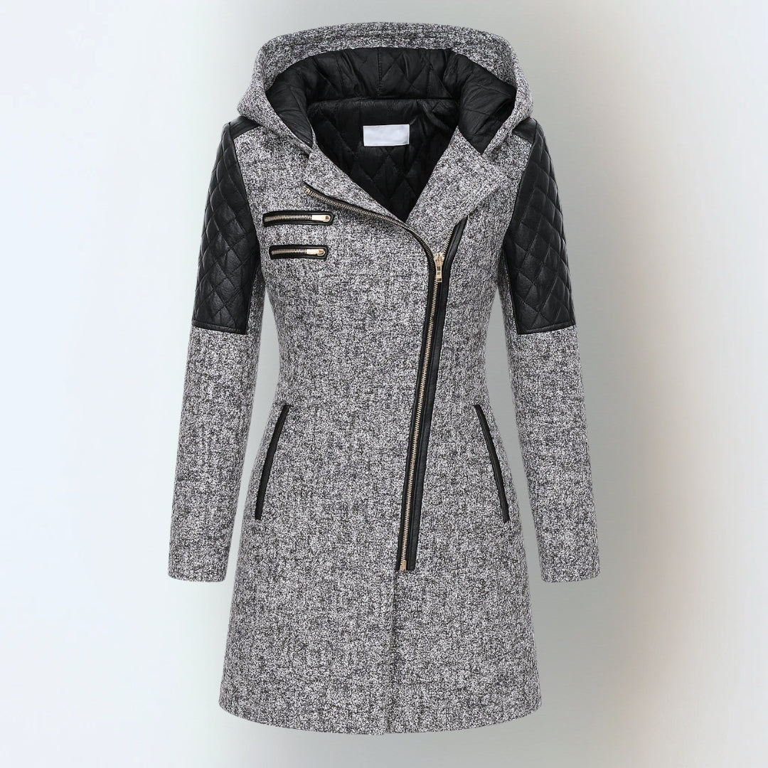 Women's Asymmetrical Hooded Coat - Fashinoza