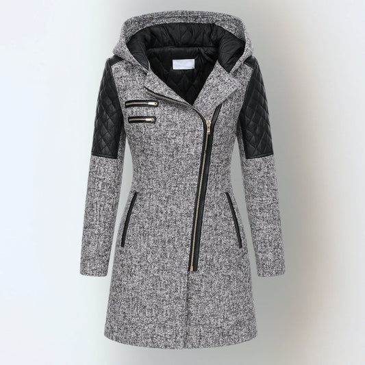 Women's Asymmetrical Hooded Coat - Fashinoza