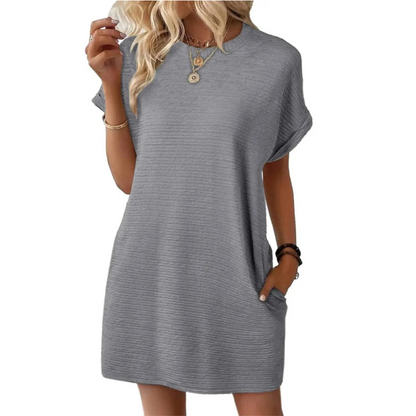 Women's Crew Neck Mini T-Shirt Dress Short Sleeve