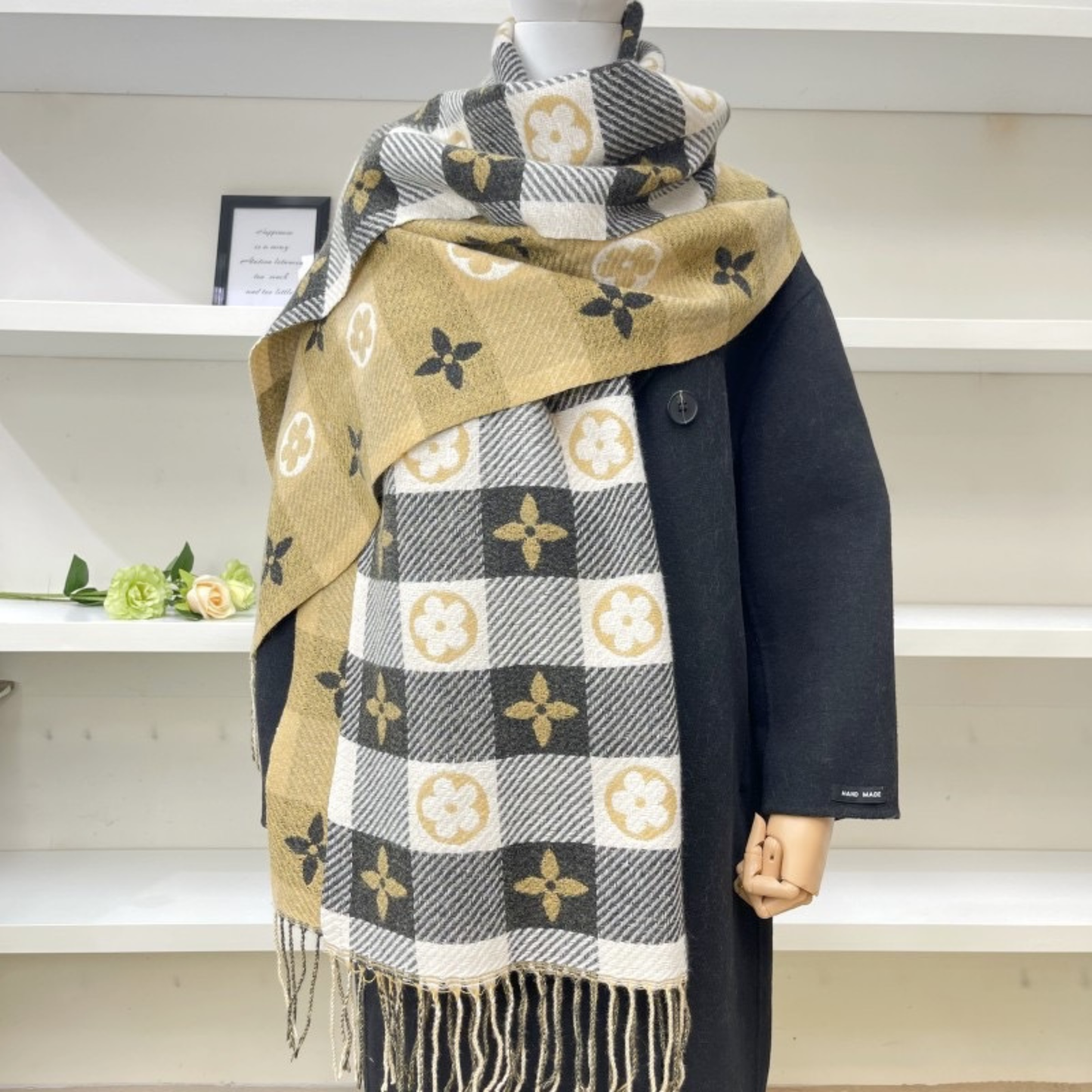 Comfy Plaid Tassel Scarf Soft Warm Double Sided