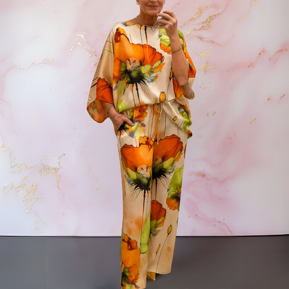 Women's Abstract Floral Print Two Piece Set