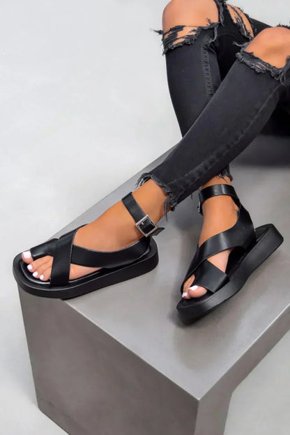 Women's Platform Buckle Sandals Flat
