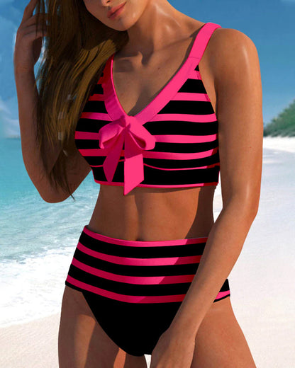Women's High Waist Striped Bikini Set