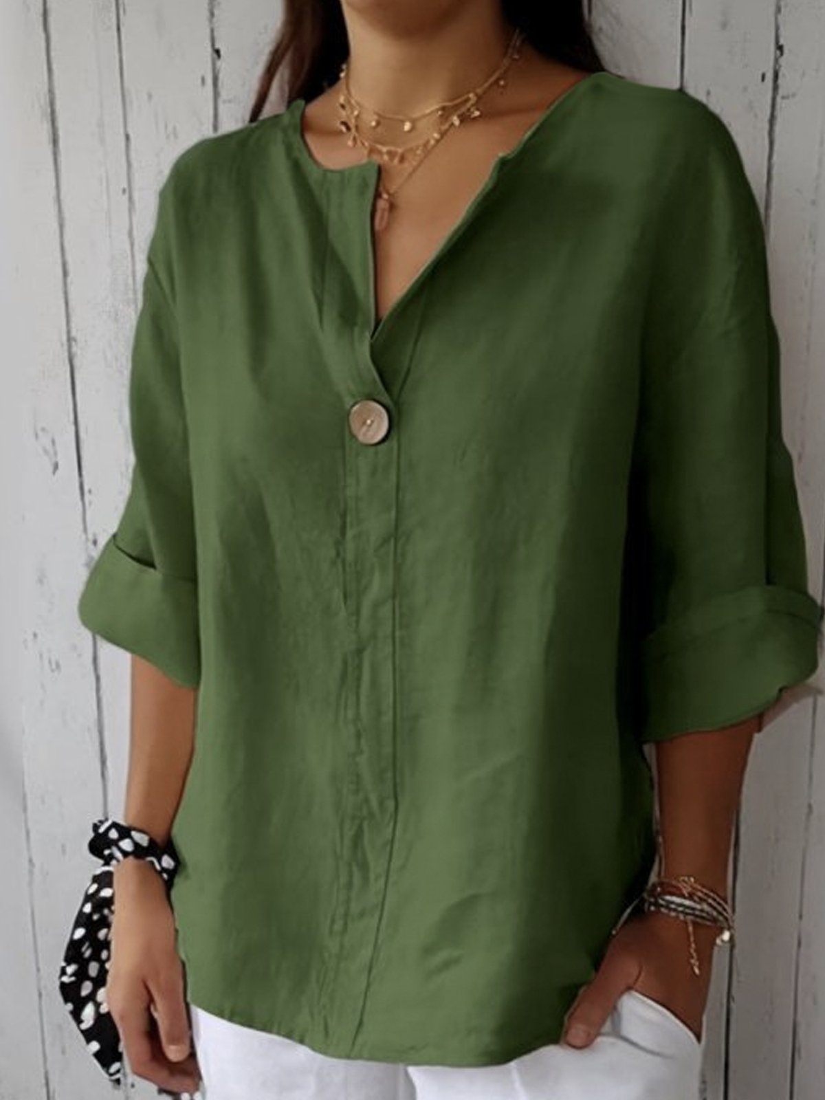 Women's V-Neck Casual Blouse