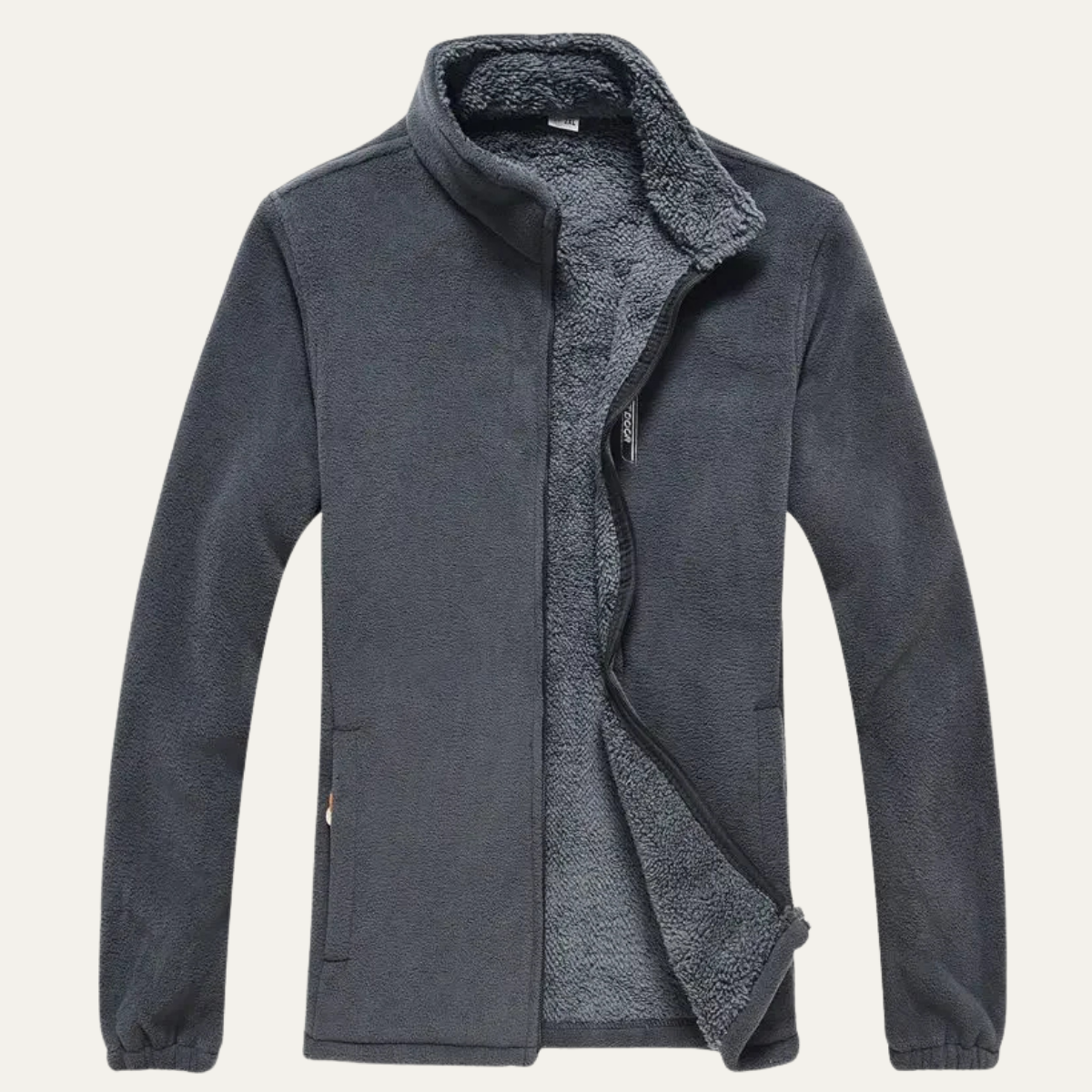 Men's Fleece Zip Up Jacket Stand Collar Winter - Fashinoza
