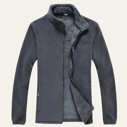 Men's Fleece Zip Up Jacket Stand Collar Winter - Fashinoza