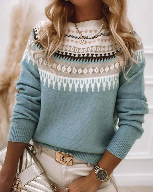 Brianna | Women Spring Pattern Crewneck Sweater