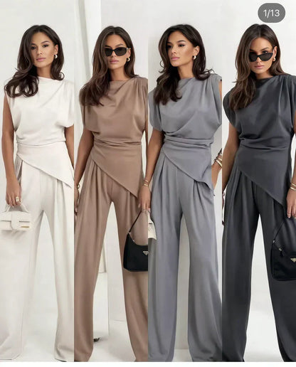 Women's Sleeveless And Shorts Minimal Two Piece Set
