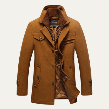 Men's Wool Blend Trench Coat Quilted Lining - Fashinoza