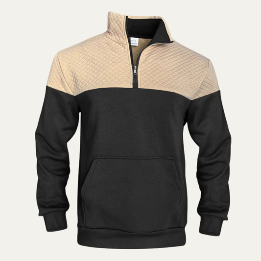 Montfield Men's Quilted Half Zip Sweater Color Block - Fashinoza