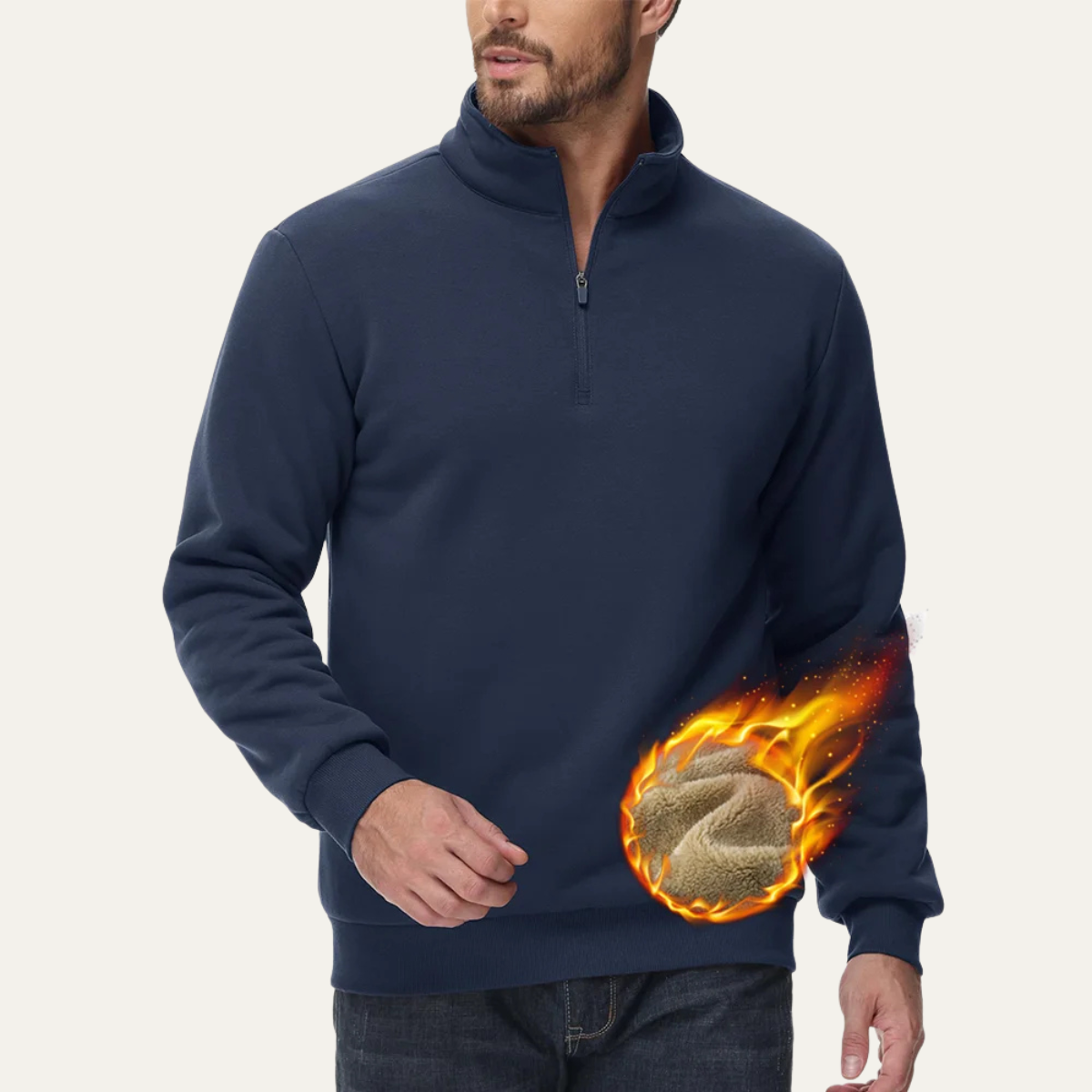 Men's Thermal Half Zip Turtleneck Sweater - Fashinoza