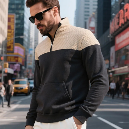 Montfield Men's Quilted Half Zip Sweater Color Block