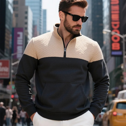 Montfield Men's Quilted Half Zip Sweater Color Block