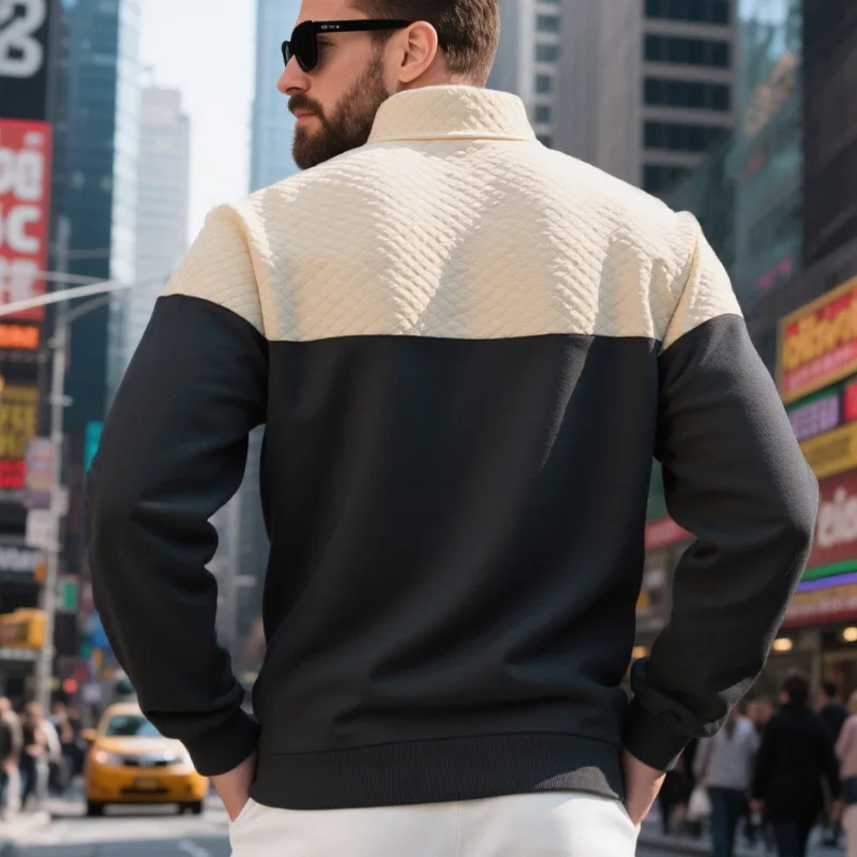 Montfield Men's Quilted Half Zip Sweater Color Block