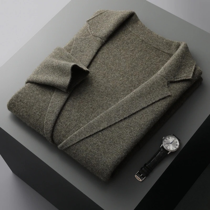 Men's Wool Cardigan Blazer Open Front Charcoal Grey