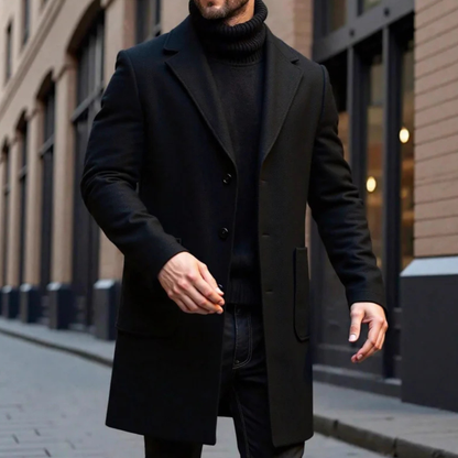 Men's Slim Fit Wool Overcoat Classic Winter