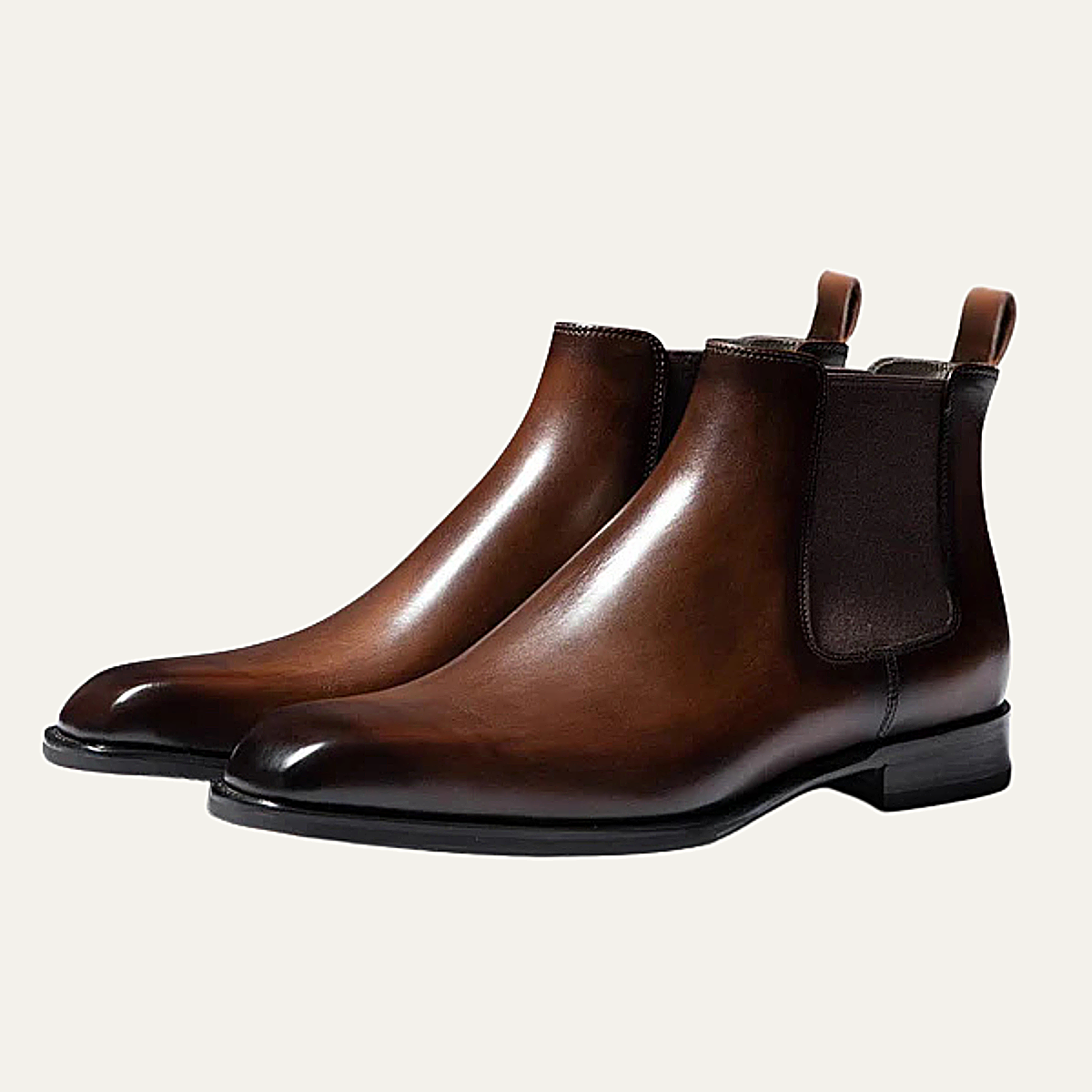 Hawthorne Men's Leather Ankle Boots Slip On Black - Fashinoza