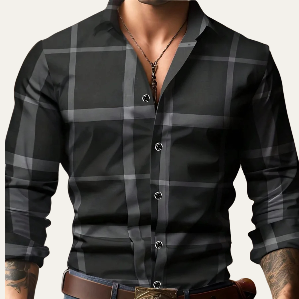 Men's Plaid Button Down Casual Shirt