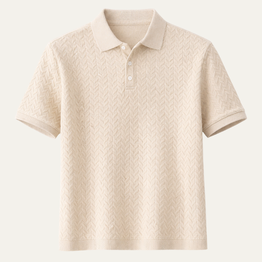 Men's Textured Polo Shirt Casual Summer - Fashinoza