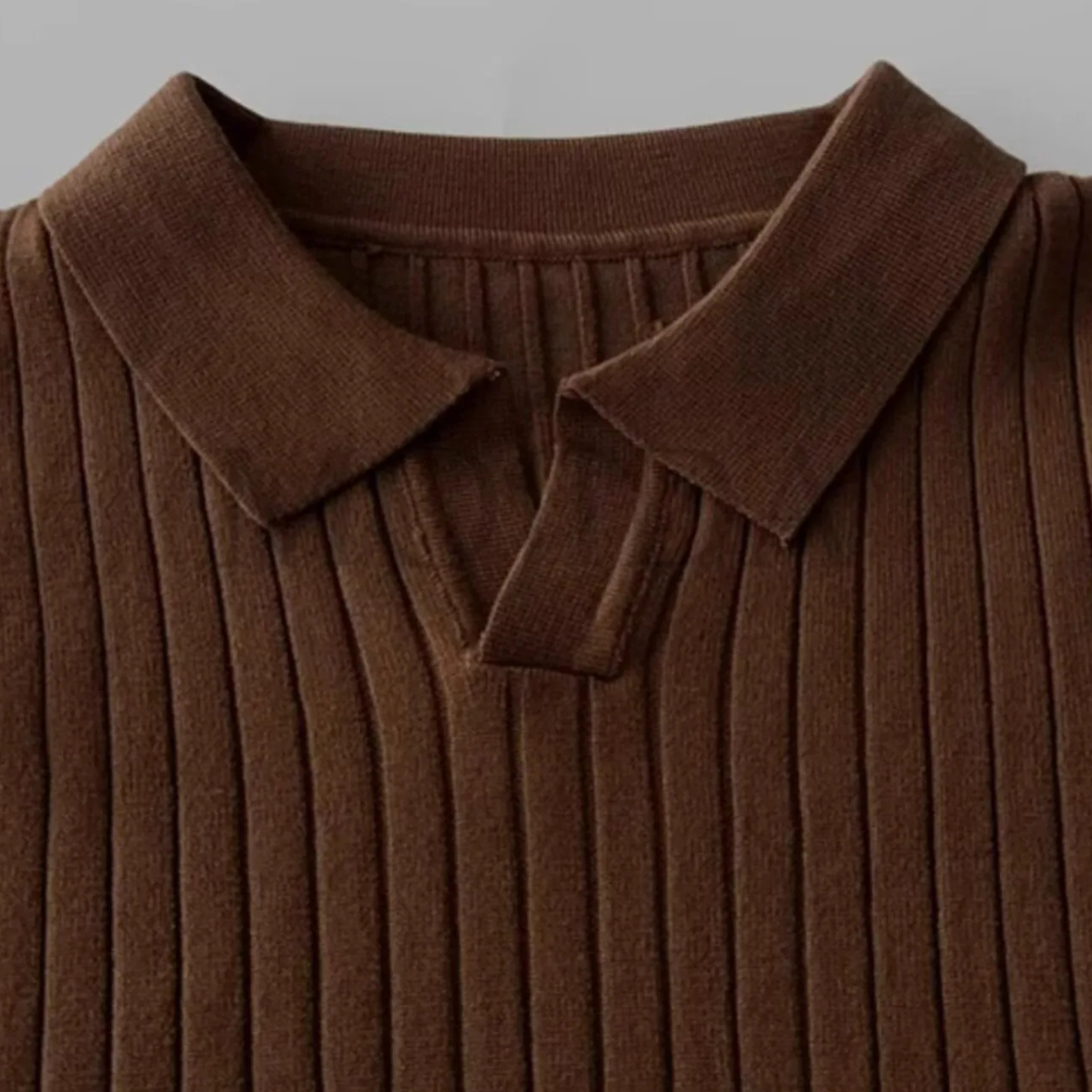 Men's Slim Fit Ribbed Polo Sweater