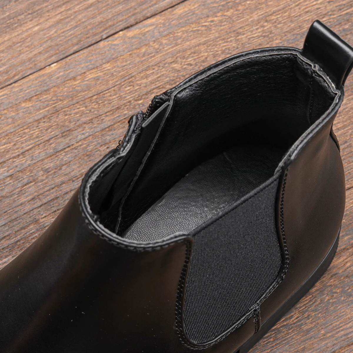 Men's Leather Chelsea Ankle Boots Elastic Sides