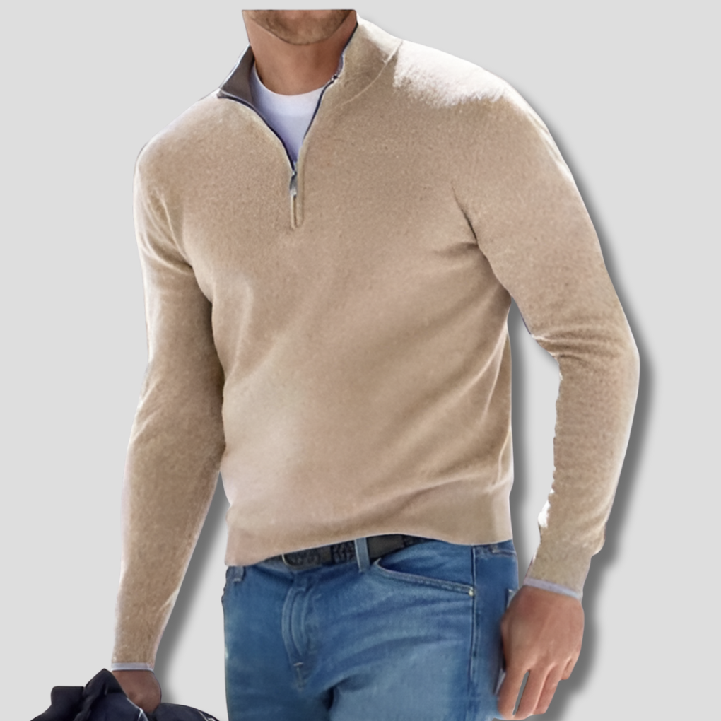 Men's Cotton Sweater Zipper Collar - Fashinoza