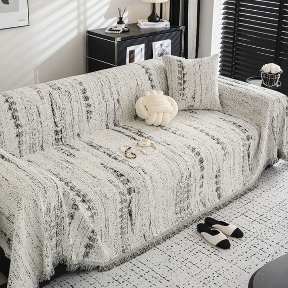Elegant Sofa Cover Cream Color Stretchable - Fashinoza