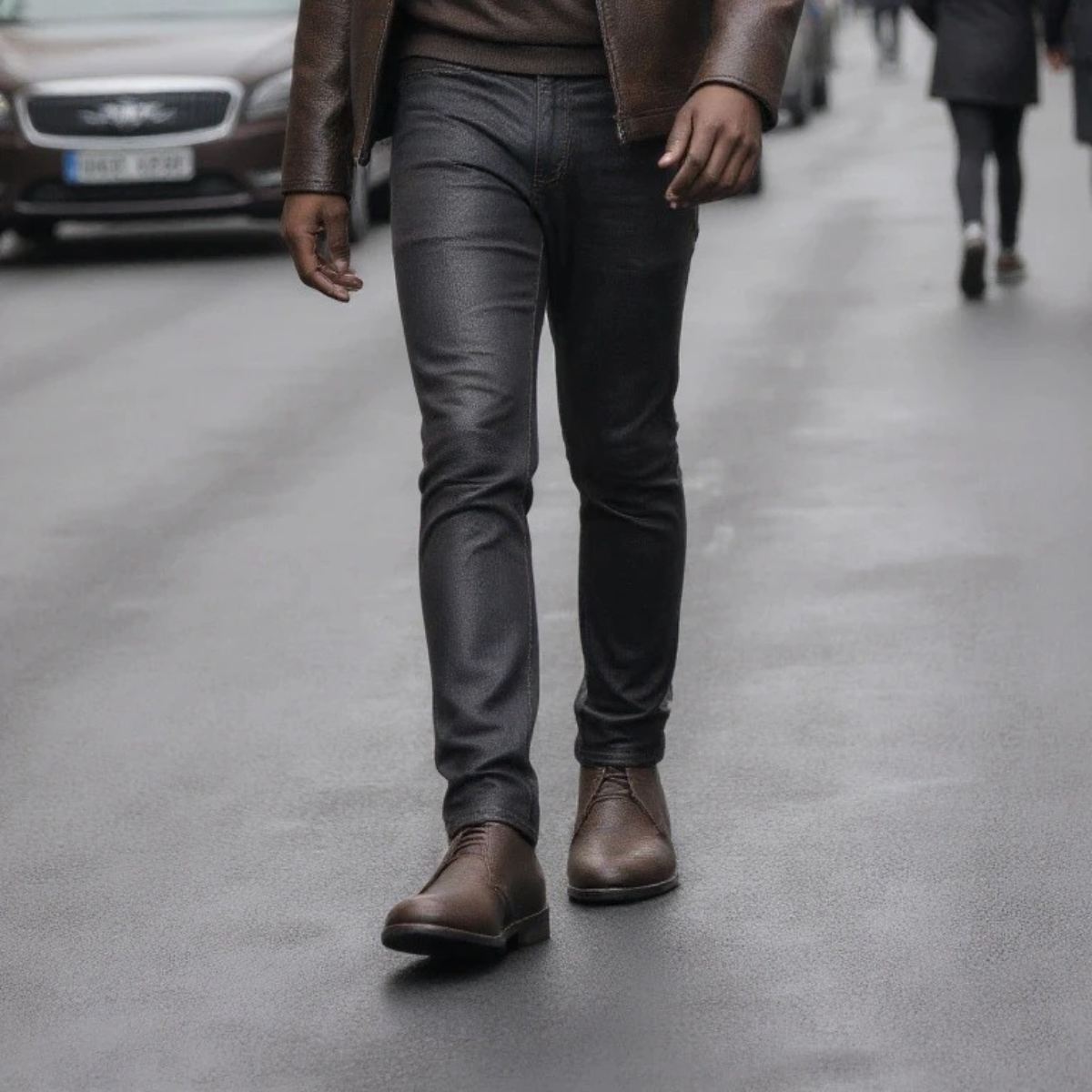 Men's Ankle Boots Brown Leather Vintage Style