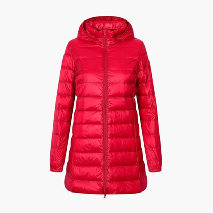 Women's Down Parka Coat Hooded Long Black