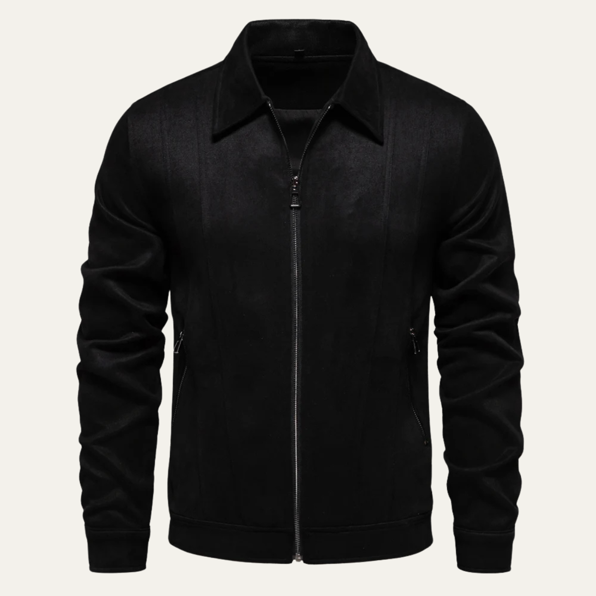 Men's Leather Biker Jacket Zip Up Black