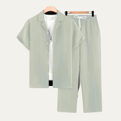 Men's Linen Shirt And Pants Set Lightweight