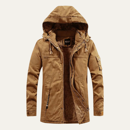 Men's Casual Hooded Cotton Jacket Warm Lining